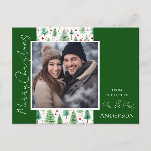 Bruiloft Kerstbomen Save the Date Briefkaart (Voorkant)