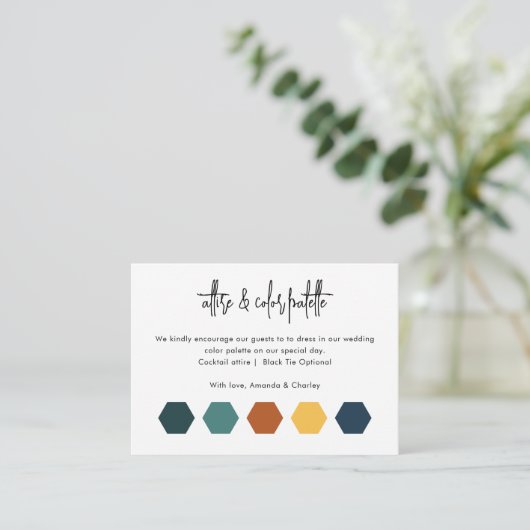 Bruiloft Kleding Kleurenpalet QR Code Scan Informatiekaartje (Staand voorkant)