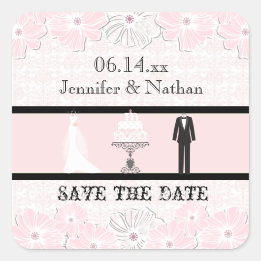 Bruiloft kleding Save the Date Stickers (Voorkant)