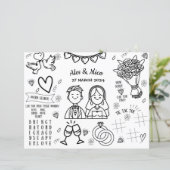 Bruiloft Kleurplaat Placemat Kleurplaat voor Kinde (Staand voorkant)