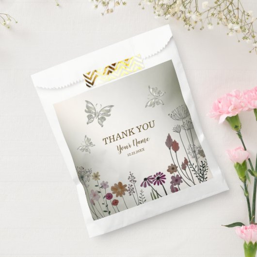 Bruiloft Kleurrijke Tuin Bloemen Vlinders Bedankzakje (Gezegeld)
