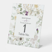 Bruiloft KLEURRIJKE WILDBLOEM GEEL EN PAARSE Reclamebord Met Voetstuk (Voorkant)