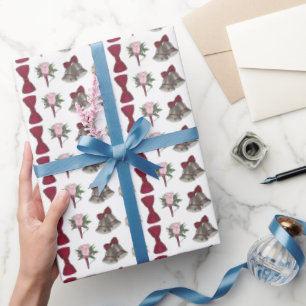 Bruiloft klokken bruid bruidegom rose boeket bowti cadeaupapier