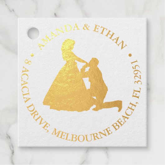 Bruiloft knielen man Gold thema Bedankjes Labels (Voorkant)