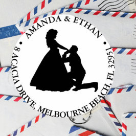 Bruiloft knieling man thema zelfinktende stempel