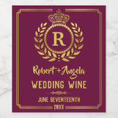 Bruiloft Koninklijke Kroon Laurel krans Goud Bourg Wijn Etiket (Enkel label)