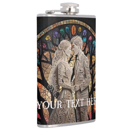 Bruiloft koppels gepersonaliseerd heupfles (Rechts)