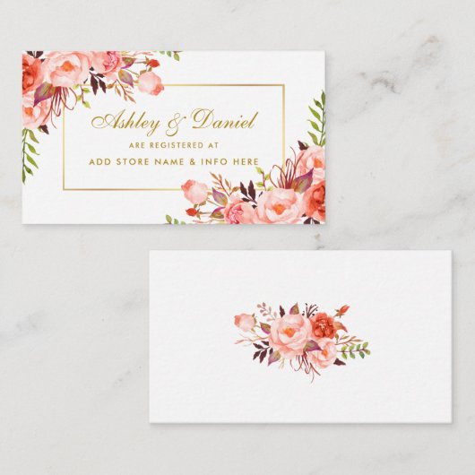 Bruiloft koraal goud register invoegen Kaart (Voorkant / Achterkant)