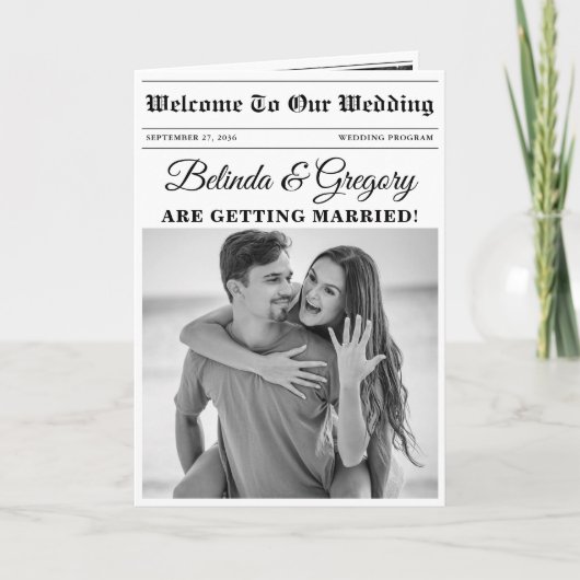 Bruiloft Krant Fun Foto Orde van Service Programma (Voorkant)