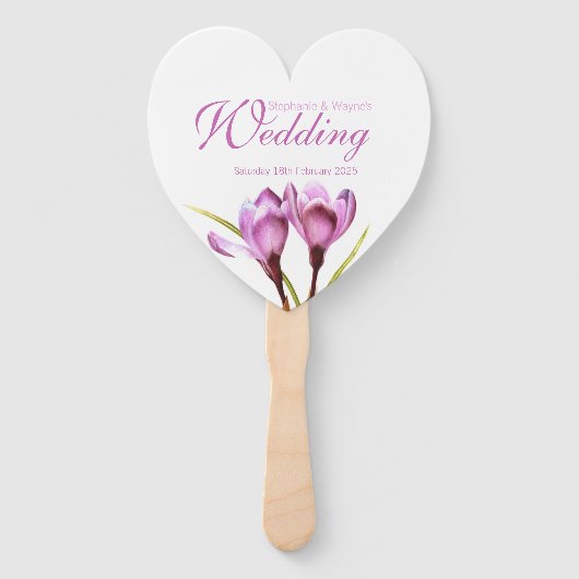 Bruiloft krokus paarse bloem kunst programma fans handwaaier (Voorkant)
