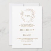 Bruiloft kuif botanisch goud eenvoudig elegant kaart (Voorkant)