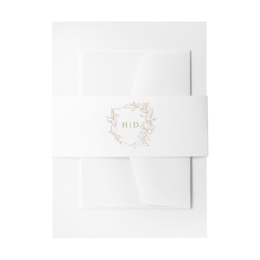 Bruiloft kuif botanisch goud elegant monogram uitnodigingen wikkel (Voorkant Voorbeeld)