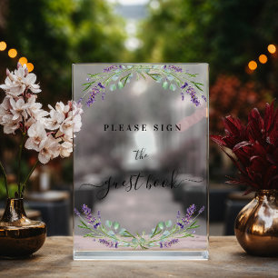 Bruiloft lavendel eucalyptus groen gastenboek acryl bord