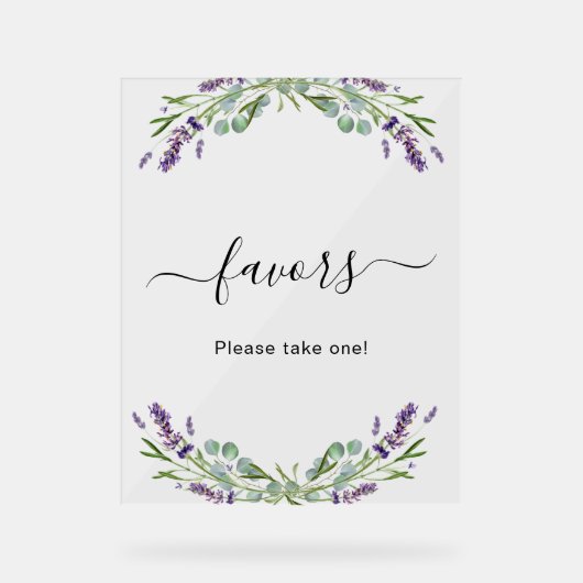 Bruiloft lavendel eucalyptus groen gunst acryl bord (Voorkant)