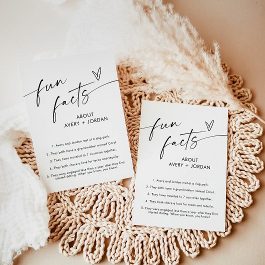 Bruiloft Leuke Feiten Teken | Moderne minimalistis Kaart