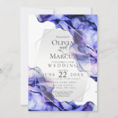 BRUILOFT | Levendige Navy Indigo Abstracte Inkt Kaart (Voorkant)