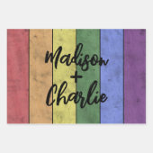 Bruiloft LGBT vlag pride  aangepaste namen Inpakpapier Vel (Voorkant 2)
