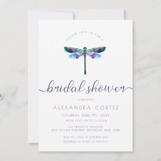 Bruiloft Libelle Bruidsfeest Kaart (Voorkant)