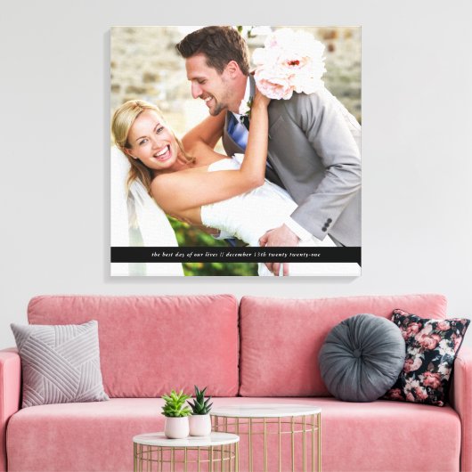 BRUILOFT LIEFDE geheugen elegante zwarte band over Canvas Afdruk (Insitu (Woonkamer))