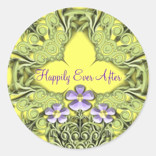 Bruiloft liefde gelukkig ooit daarna ronde sticker (Voorkant)