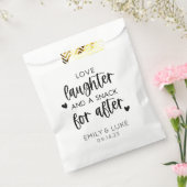 Bruiloft Liefde Lachen en Snack voor na Bedankzakje (Gezegeld)