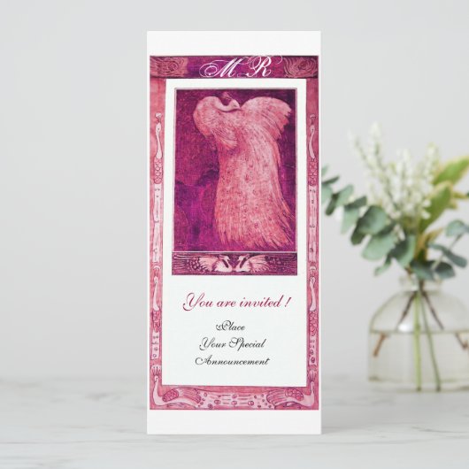BRUILOFT LIEFDE PAUW MONOGRAM Roze Wit Programma (Staand voorkant)