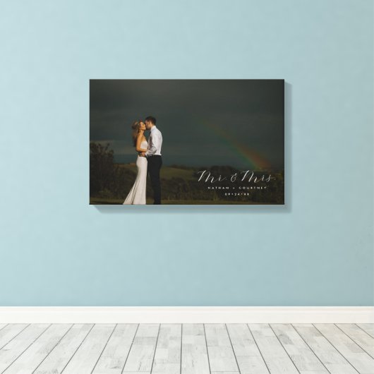 Bruiloft Liefde Volledige foto Portret Personalise Canvas Afdruk (Insitu (Houten vloer))