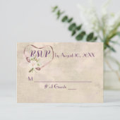 Bruiloft Lint Hart RSVP Kaartje (Staand voorkant)