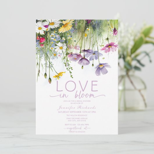 Bruiloft Love in Bloom Kaart (Staand voorkant)