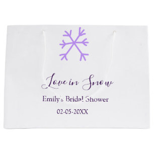 Bruiloft Love in Snow bruidsfeest paarse sneeuwvlo Groot Cadeauzakje