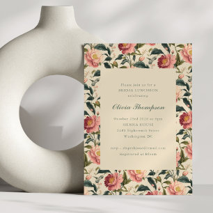 Bruiloft Luncheon Elegante Vintage Zachte Bloemen Kaart