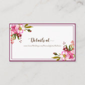 Bruiloft Magenta Roze Koraal Bloem Informatiekaartje (Voorkant)