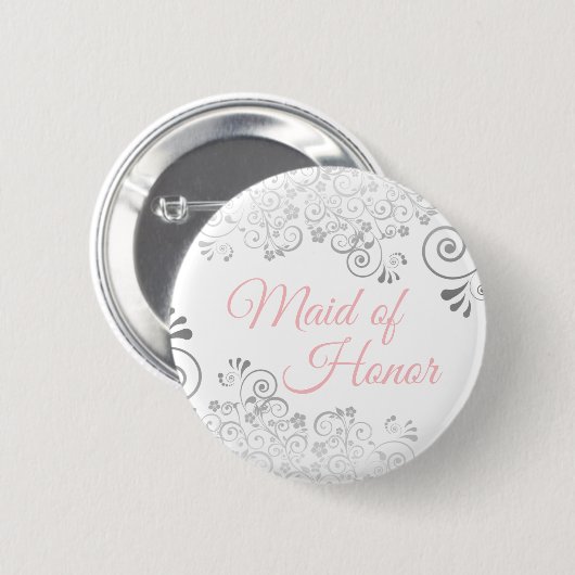 Bruiloft Maid of Honor Button Roze & Grijs (Voorkant /achterkant)