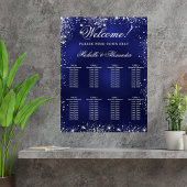 Bruiloft marine blauw zilveren glitter zetel grafi poster