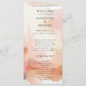 Bruiloft Menu Cool RoseGold Waterverf Welkom (Voorkant / Achterkant)