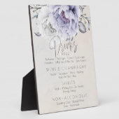 Bruiloft | Menu Drink Rustic Lila Peonies Fotoplaat (Zijkant)