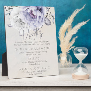 Bruiloft   Menu Drink Rustic Lila Peonies Fotoplaat