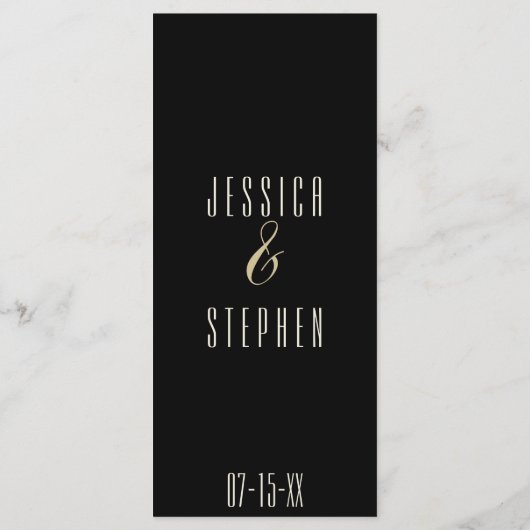 Bruiloft Menu Kaart Elegant Goud en Zwart (Achterkant)