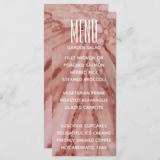 Bruiloft Menu Kaart Mooi In Pinks en Lavendel (Voorkant / Achterkant)