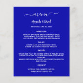 Bruiloft Menu koninklijk blauw wit eenvoudig (Voorkant)
