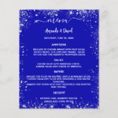Bruiloft Menu koninklijk blauw zilver glitter (Voorkant)