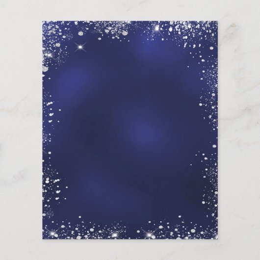 Bruiloft Menu marine blauw wit glitter budget (Achterkant)