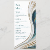 Bruiloft Menu-Modern -Blauw en Goud- Menu (Achterkant)