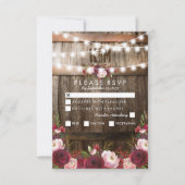 Bruiloft Menu Optie RSVP met Rustieke Bourgondië B (Voorkant)