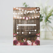 Bruiloft Menu Optie RSVP met Rustieke Bourgondië B (Staand voorkant)