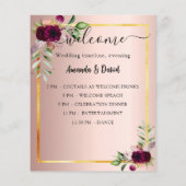 Bruiloft Menu Programma roos gouden bloemen budget (Achterkant)