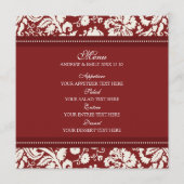 Bruiloft Menu Rood Bloemen Damask (Voorkant)