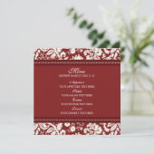 Bruiloft Menu Rood Bloemen Damask (Staand voorkant)