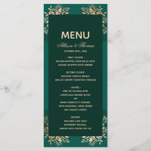 Bruiloft Menu Smaragd gouden kruid