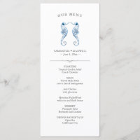 Bruiloft menu's Eenvoudige Waterverf zeepaardjes